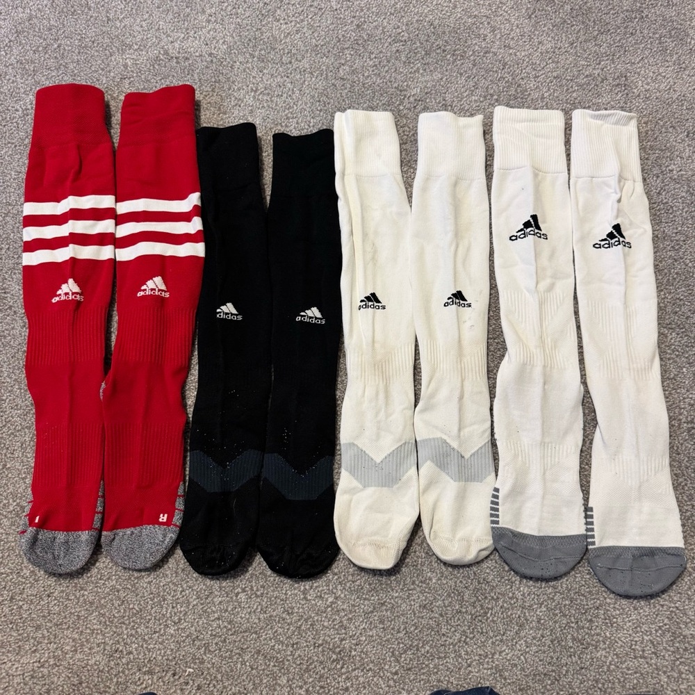 LOT 4 Pair Adidas Soccer Socks - Large